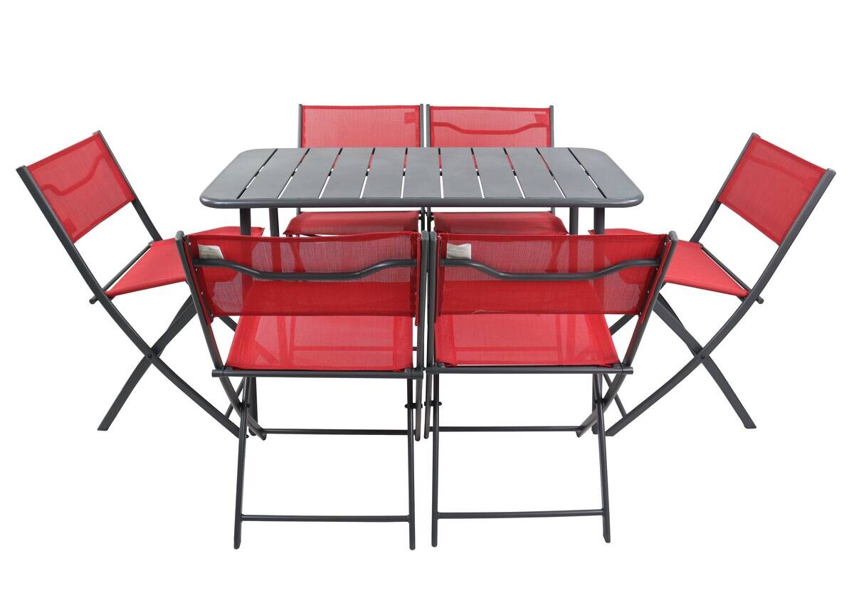 VCM Gartensitzgruppe Sumila rot Stahl B/H/L: ca. 45x79x46 cm