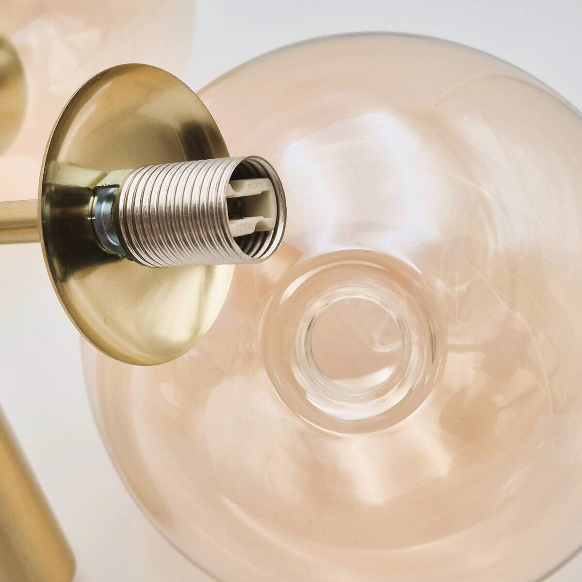 Lamkur Pendelleuchte GEORGIA 49298 gold schwarz Stahl Glas H/L: ca. 48,5x66 cm E27 7 Brennstellen