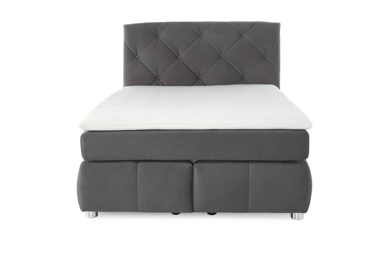 Boxspringbett grau Liegefläche B/L: ca. 140x200 cm