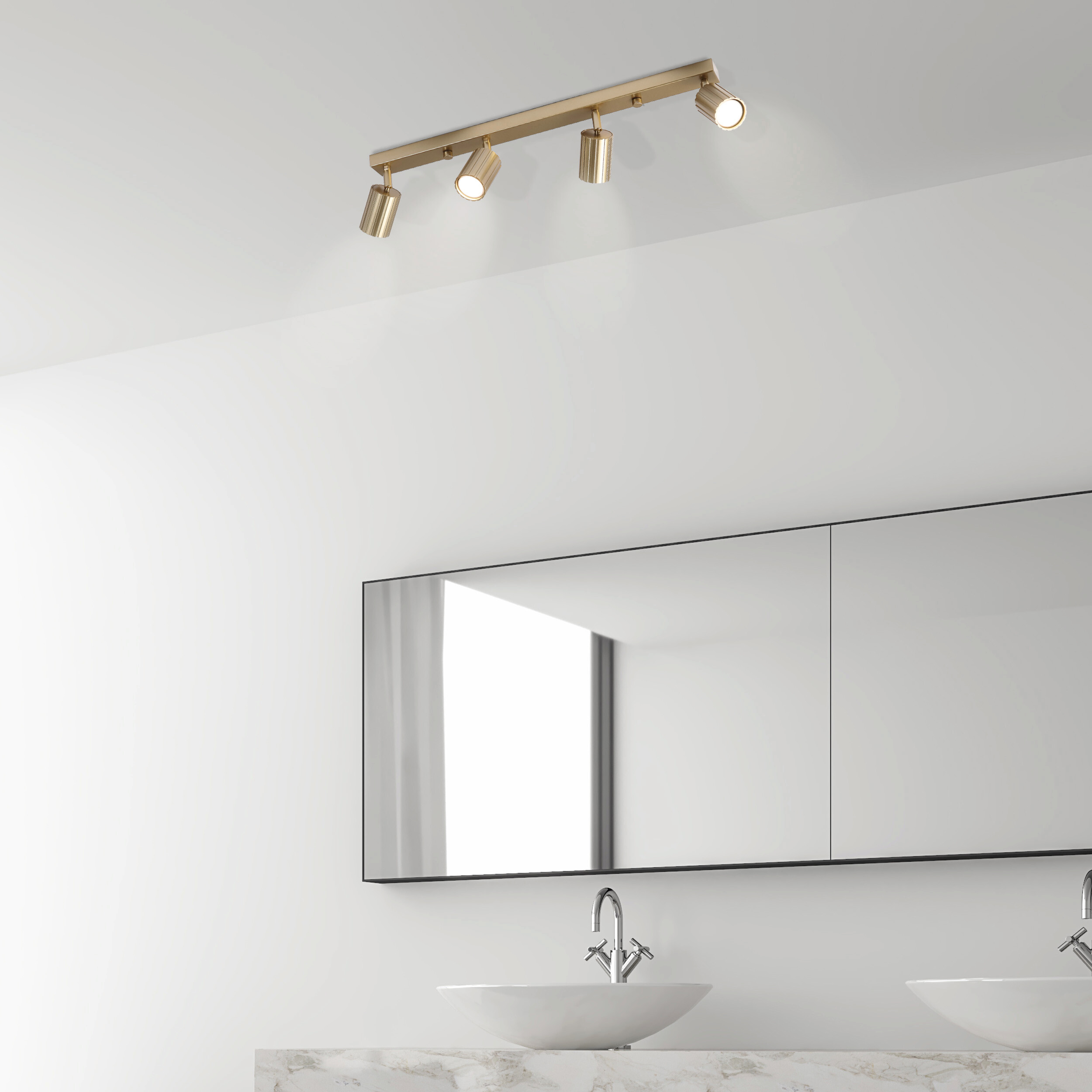 Lamkur Strahler Prisma gold Stahl B/H/L: ca. 6,5x16,5x81 cm 4 Brennstellen