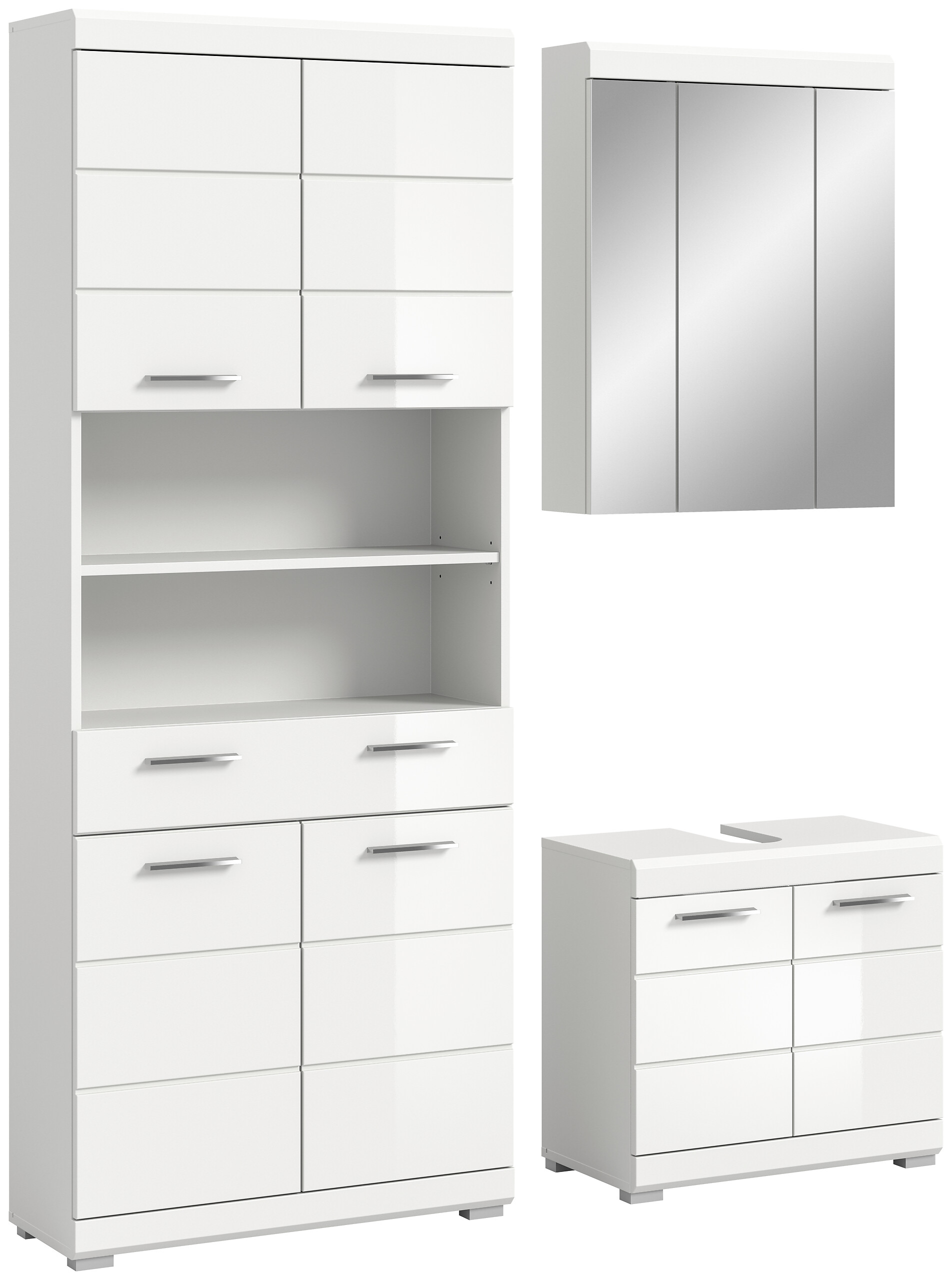 Badezimmer-Set Scout weiß weiß Hochglanz B/H/T: ca. 149x34x191 cm