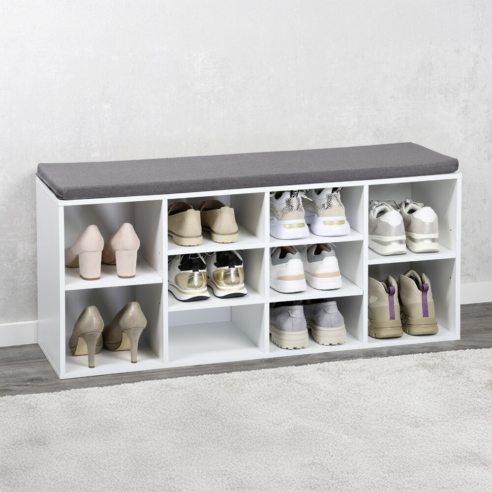 Kesper Schuhschrank mit Sitzkissen grau Textil B/H/L: ca. 29,5x48x1035 cm