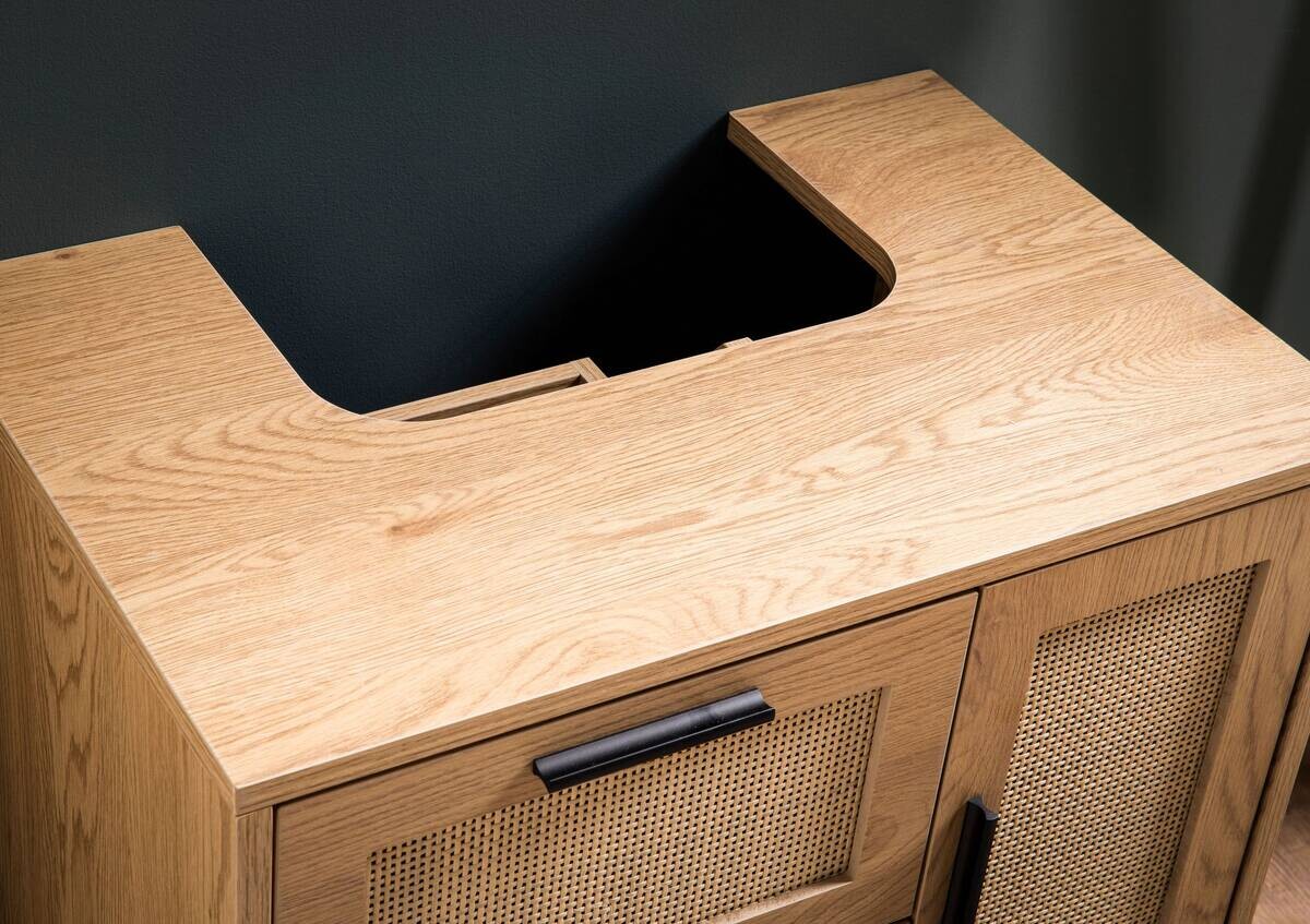 Waschbeckenunterschrank Eiche natur Optik B/H/T: ca. 60x60x40 cm