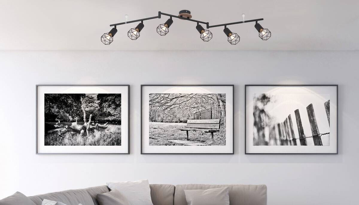 GLOBO Spot Xara schwarz Metall B/H/T: ca. 10x24,5x116 cm E14 6 Brennstellen