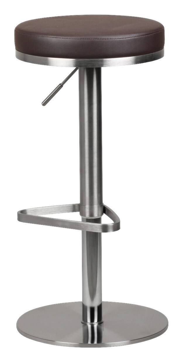 Barhocker dunkelbraun Edelstahl Kunstleder Edelstahl