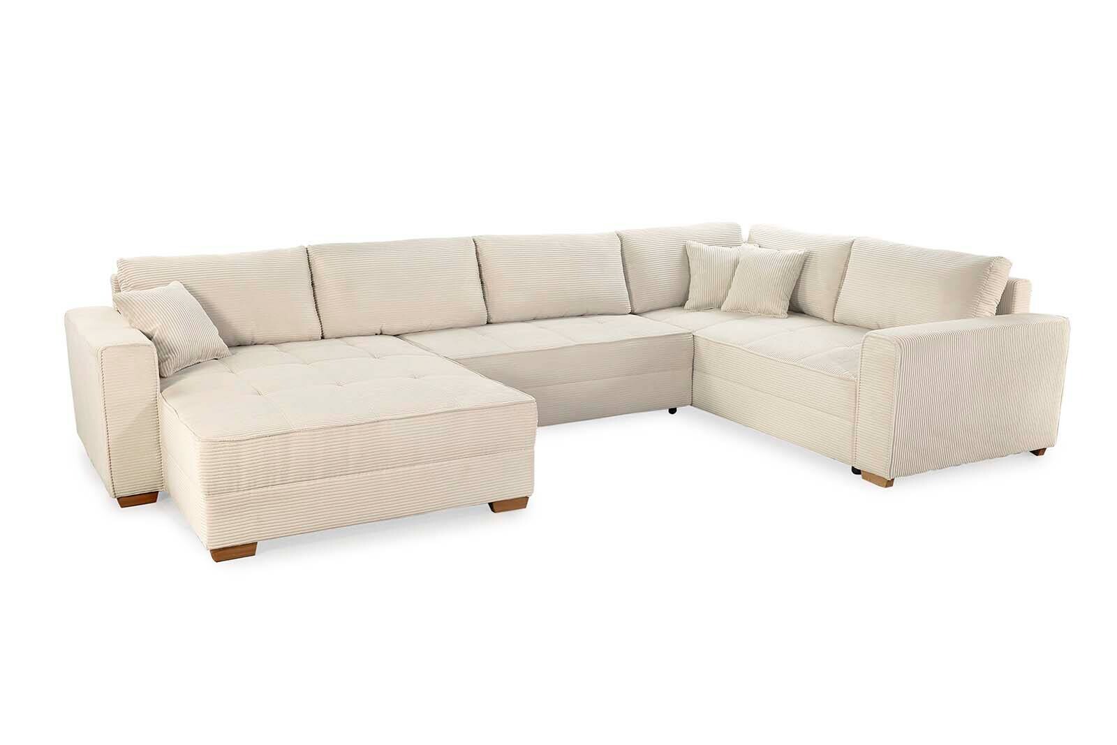 Wohnlandschaft beige Microfaser B/H/T: ca. 379x86x227 cm