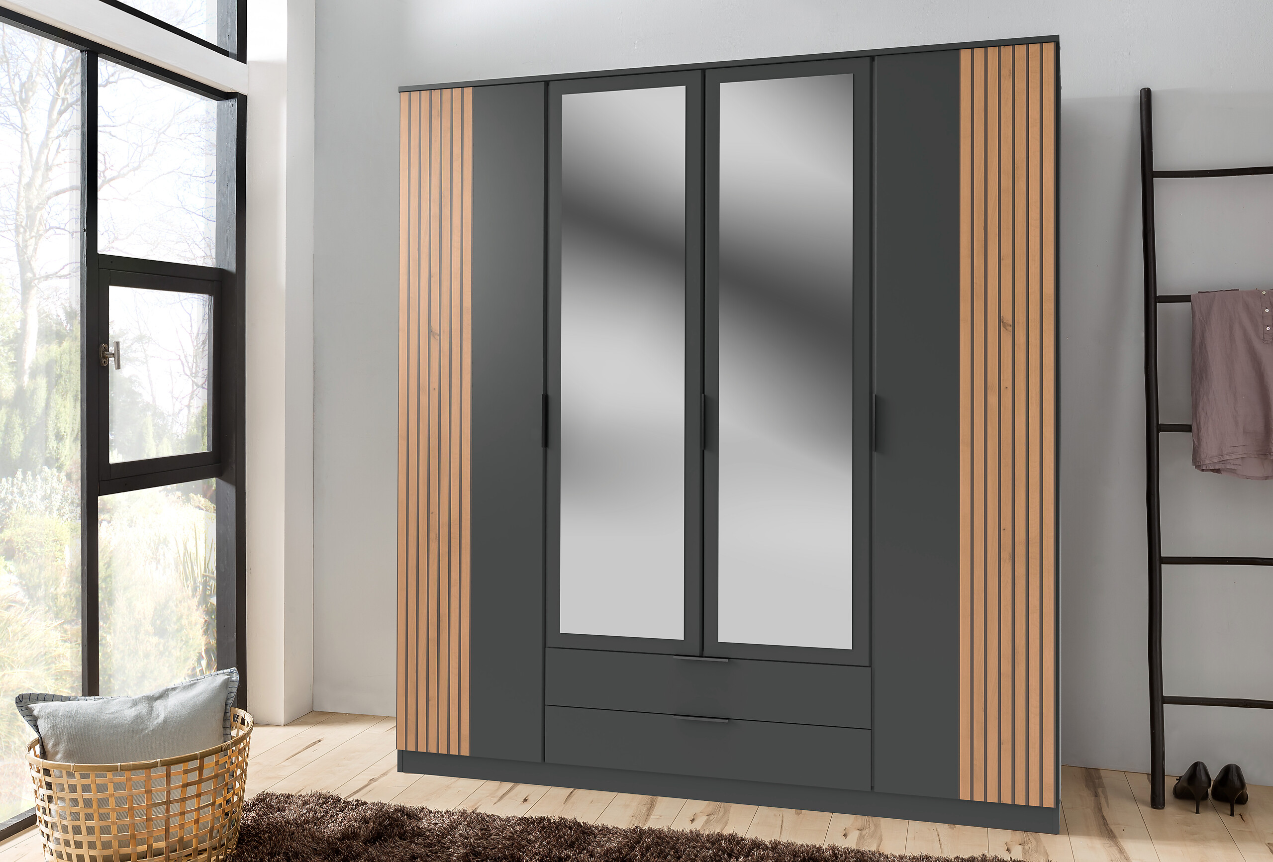 Kleiderschrank Lübeck Graphit B/H/T: ca. 180x199x58 cm Kleiderschrank Lübeck Graphit B/H/T: ca. 180x199x58 cm