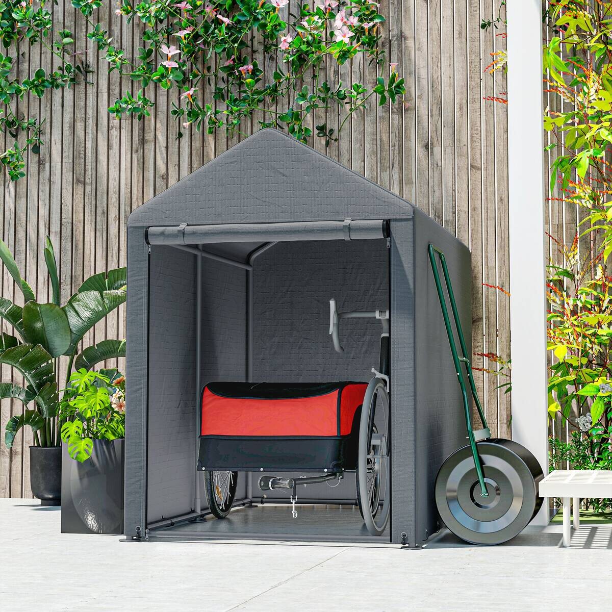 Outsunny Garagenzelt dunkelgrau Polyester B/H/L: ca. 179x165x120 cm