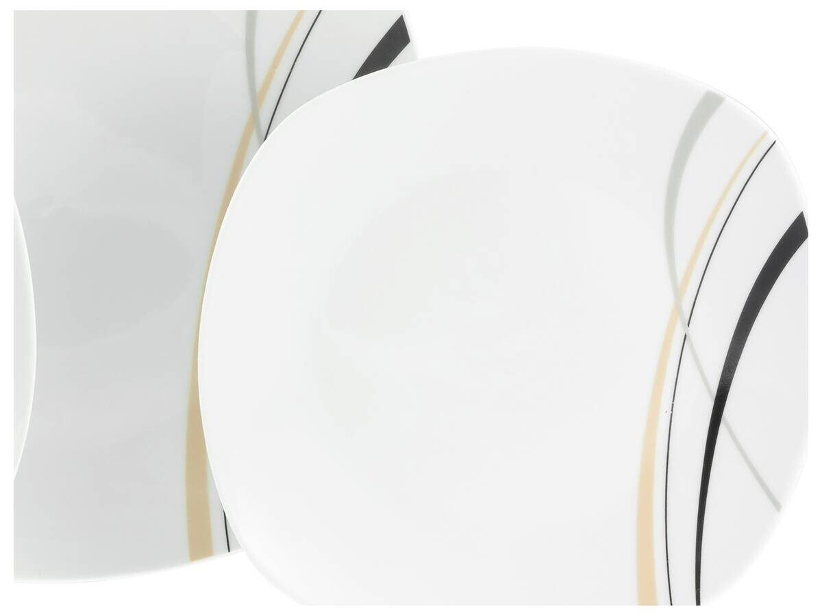 CreaTable Tafelservice Square City Line weiß Porzellan 12 tlg.