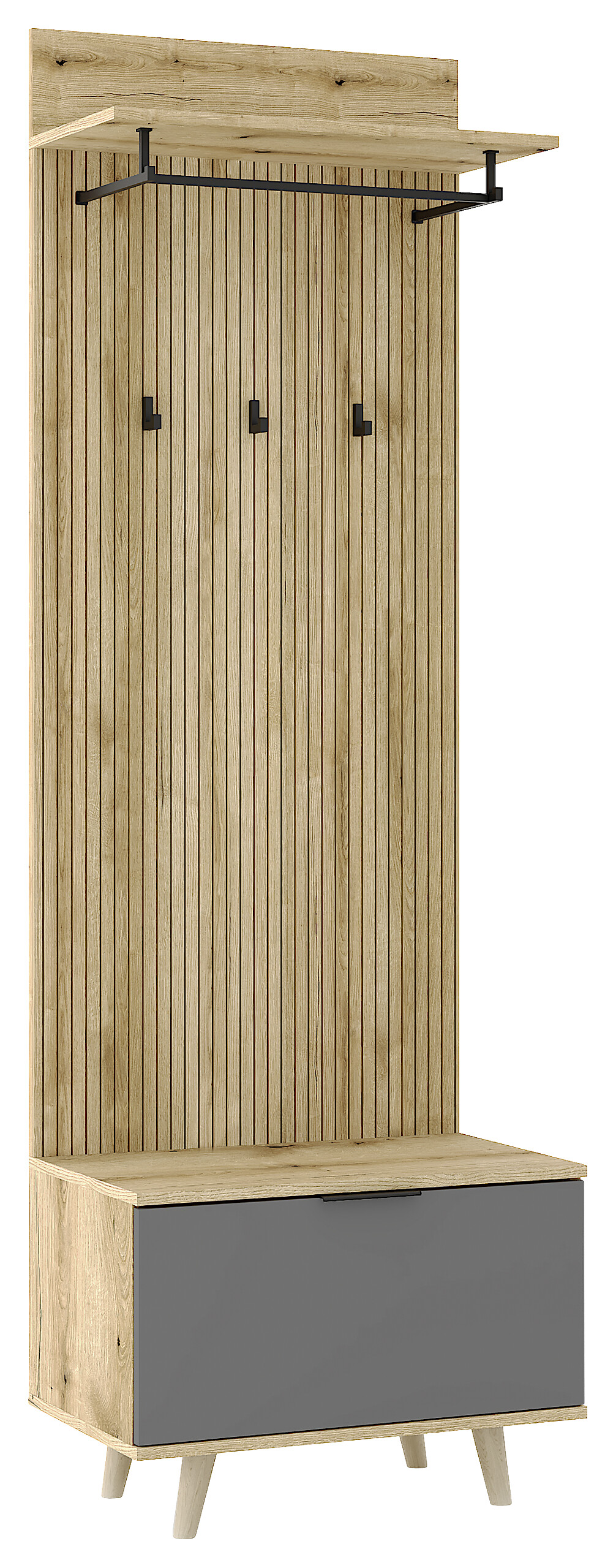 Garderobe NORDIC Eiche Evoke Oak Nachbildung grau B/H/T: ca. 65x204x40 cm Garderobe NORDIC Eiche Evoke Oak Nachbildung grau B/H/T: ca. 65x204x40 cm