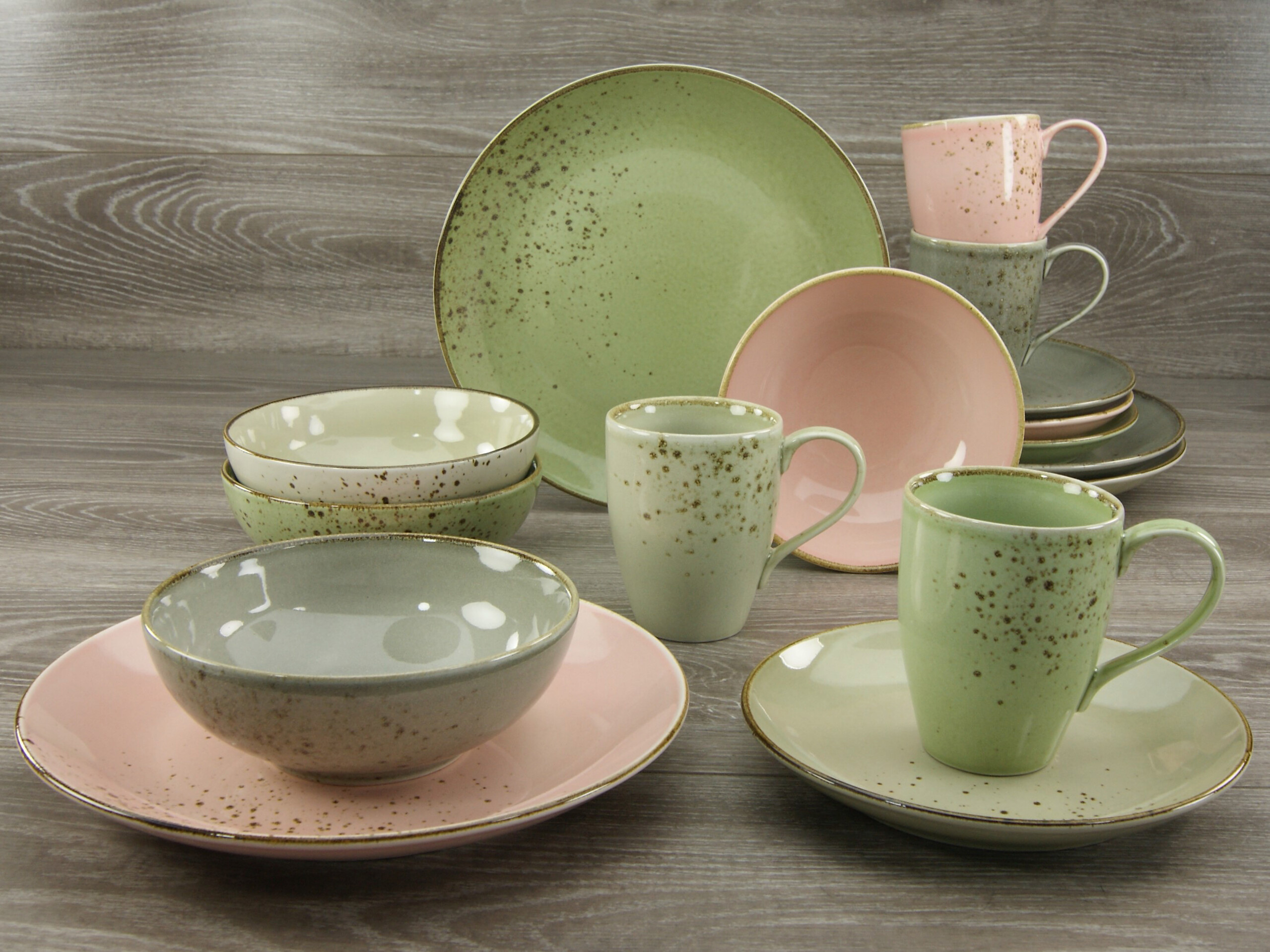 CreaTable Kombiservice Nature Collection VINTAGE GARDEN multicolor Steinzeug 16 tlg.