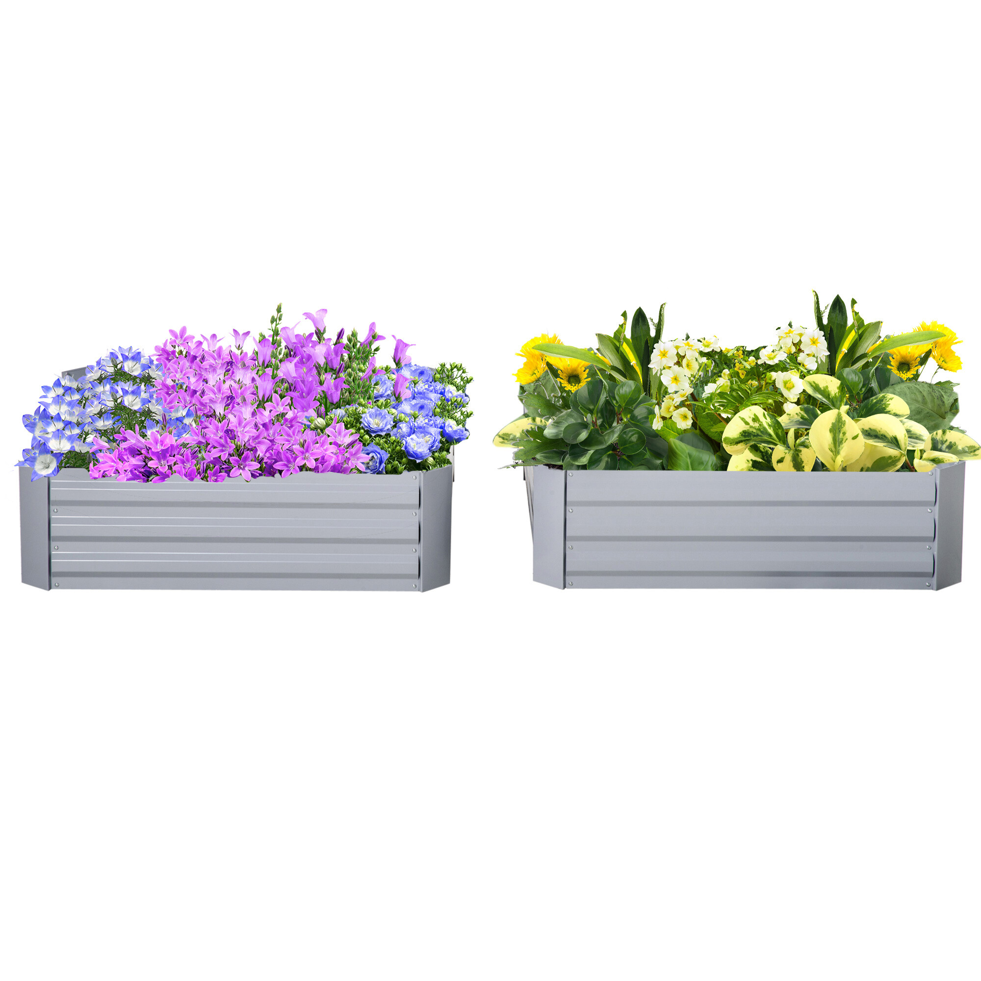 Outsunny Hochbeet 2er-Set grau Stahl B/H/L: ca. 100x30x100 cm