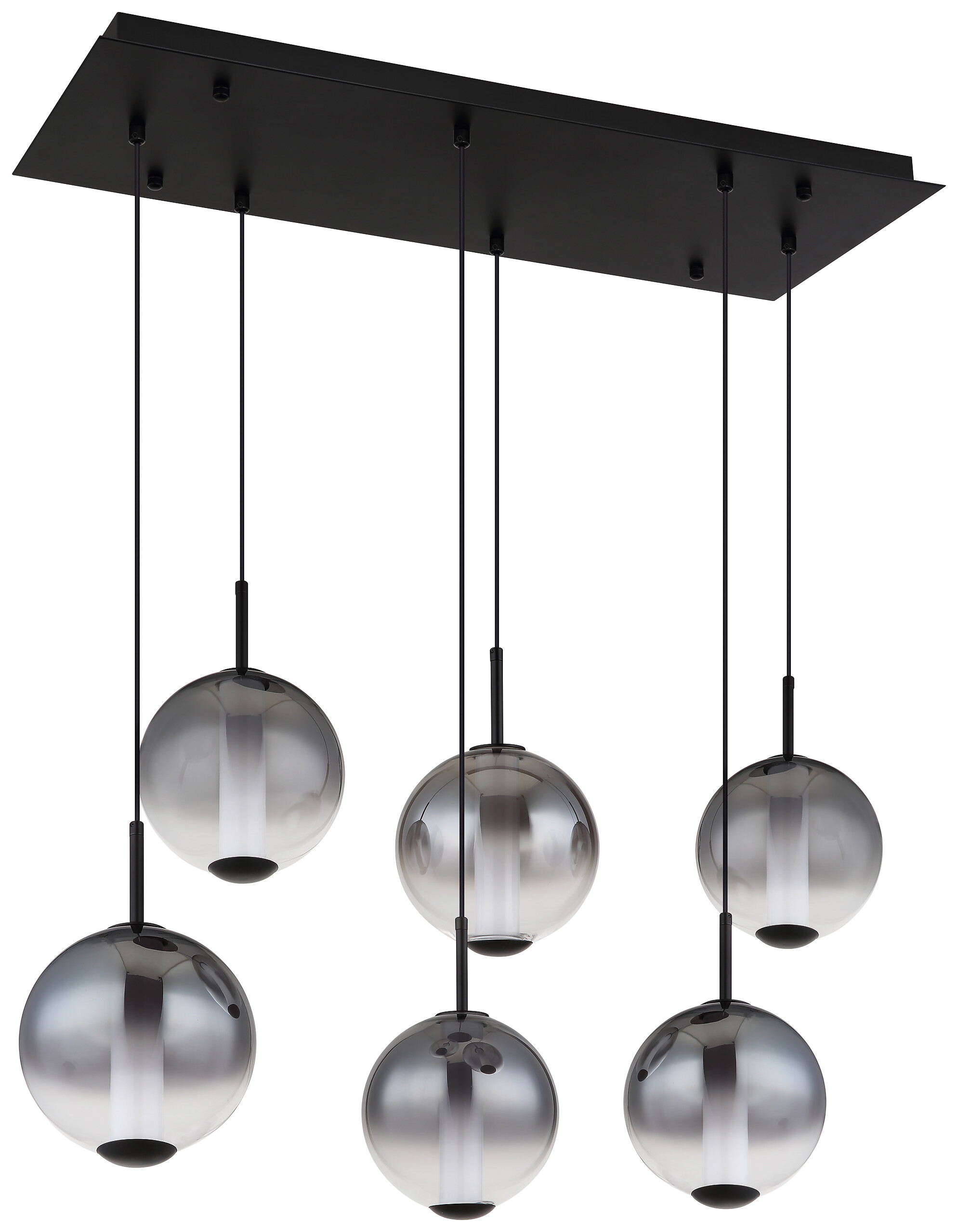 GLOBO Pendelleuchte Opal mattschwarz Rauch Metall Glas B/H: ca. 100x120 cm 1.0 Brennstellen