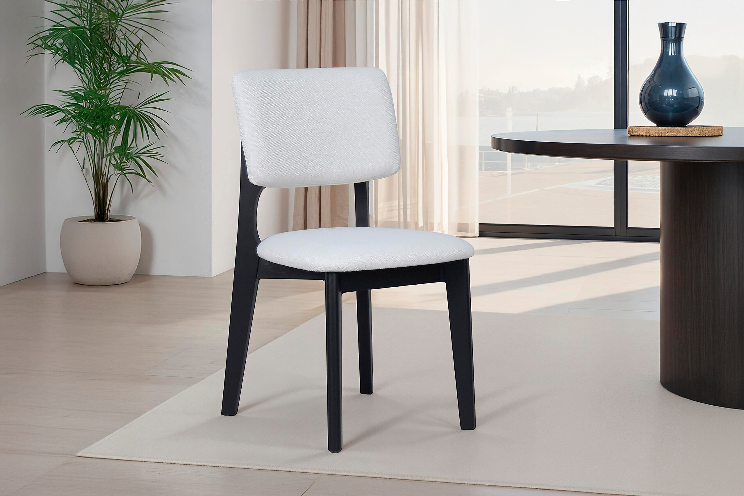 Stuhl ELSA, 2er-Set schwarz beige Webstoff B/H/T: ca. 48x87x54 cm