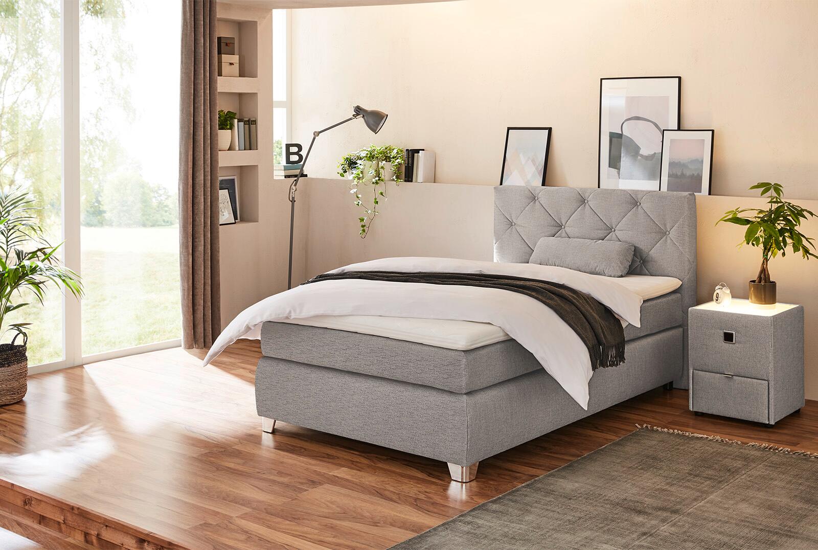 Boxspringbett beige Flachgewebe Liegefläche B/L: ca. 120x200 cm Boxspringbett beige Flachgewebe Liegefläche B/L: ca. 120x200 cm