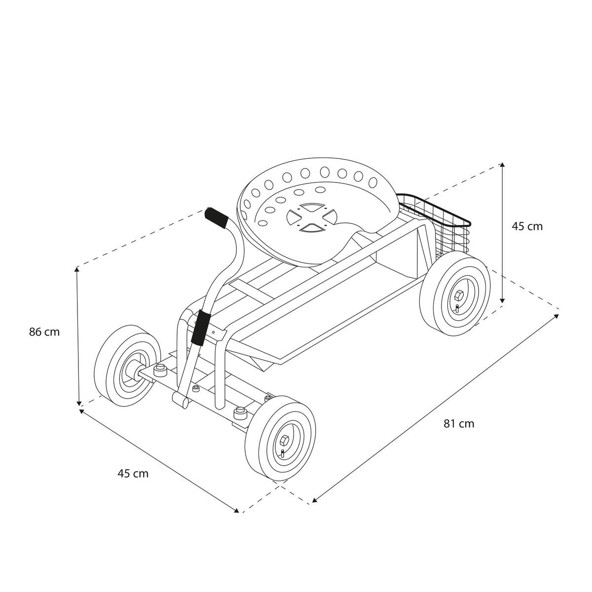 AXI Fahrbarer Gartensitz AG22 grün Metall B/H/T: ca. 53x98x112 cm
