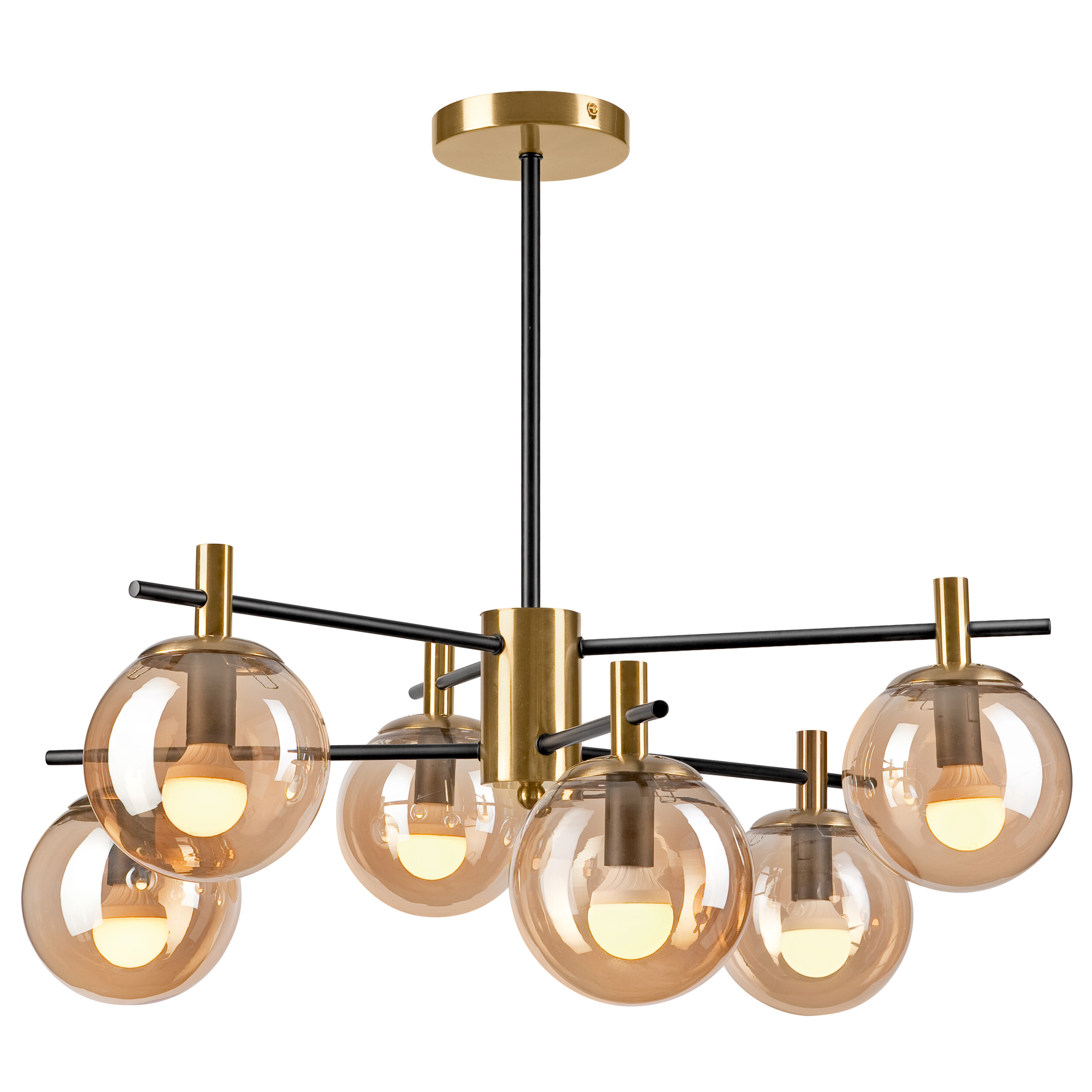 Lamkur Deckenleuchte Lilou gold Stahl Glas B/H/L: ca. 51x53x51 cm E14 6 Brennstellen Lamkur Deckenleuchte Lilou gold Stahl Glas B/H/L: ca. 51x53x51 cm E14 6 Brennstellen