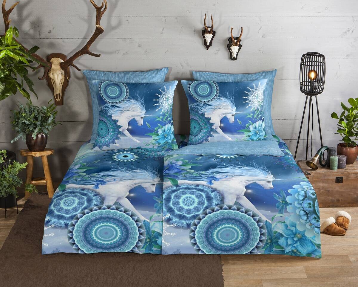 Baumwoll Bettwäsche Lumi Flanell blau Baumwolle B/L: ca. 155x220 cm