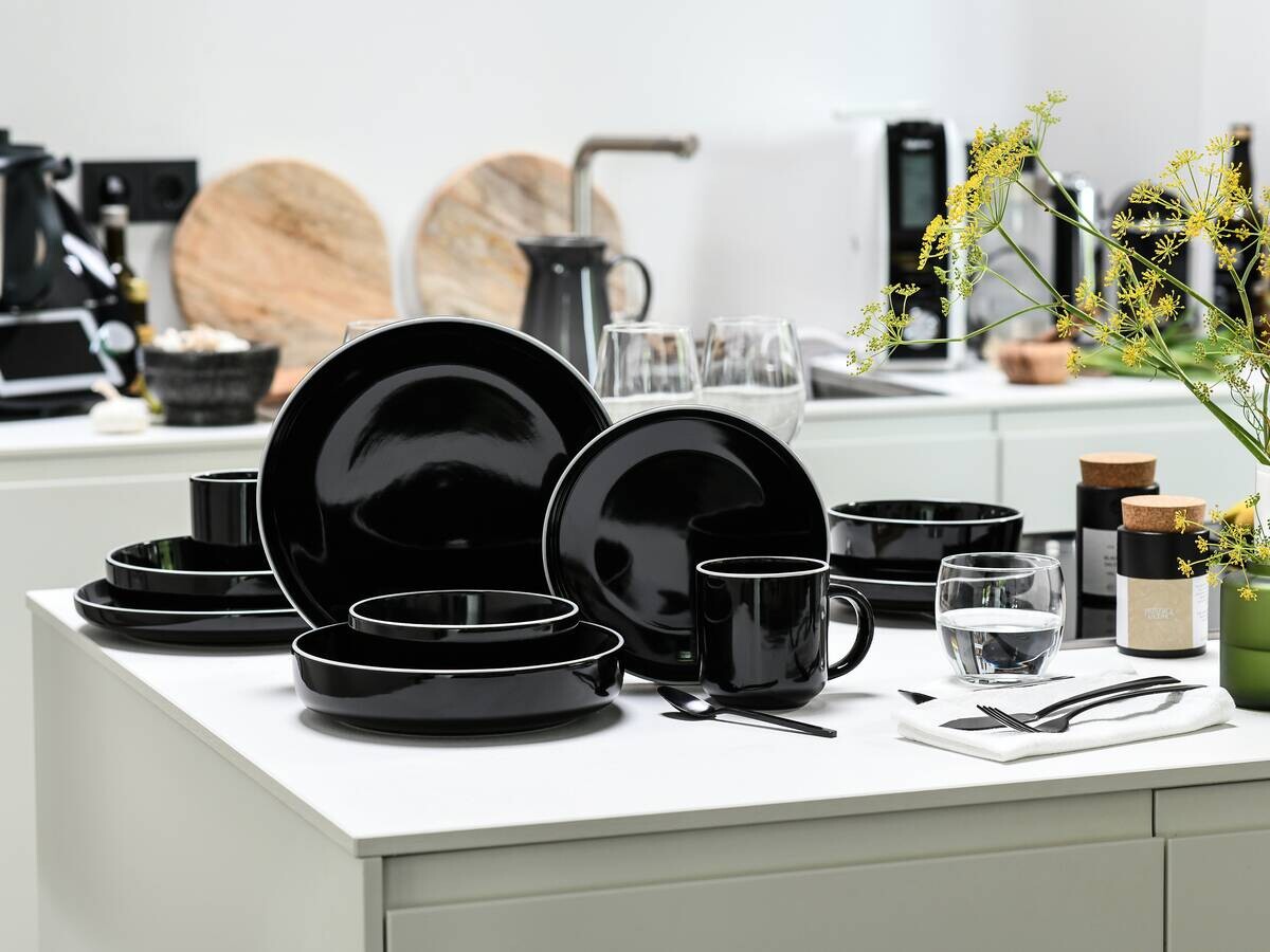CreaTable Kombiservice Nordic Gourmet schwarz Steinzeug 10 tlg.