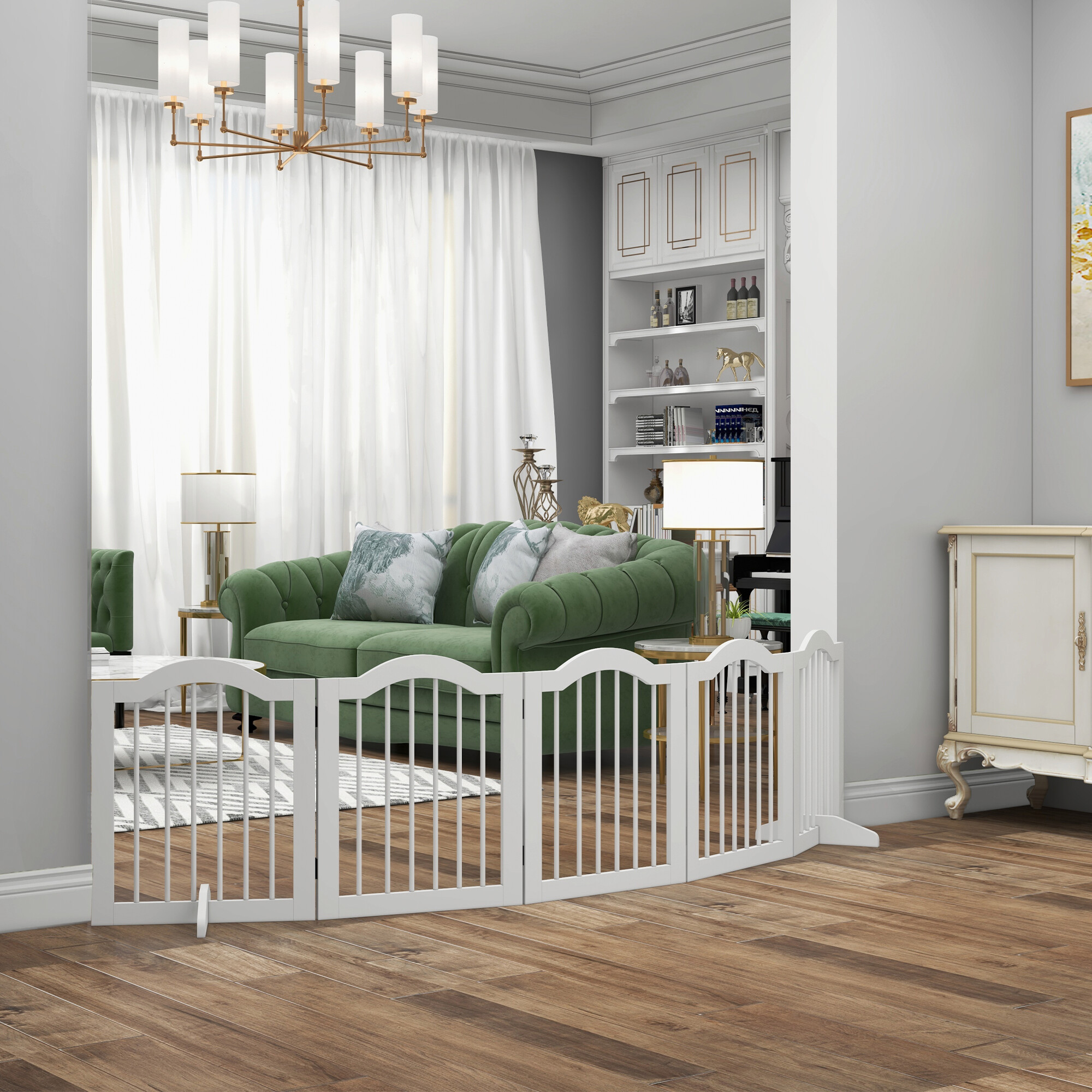 PawHut Hunde-Absperrgitter weiß MDF B/H/L: ca. 29,5x61x254,5 cm