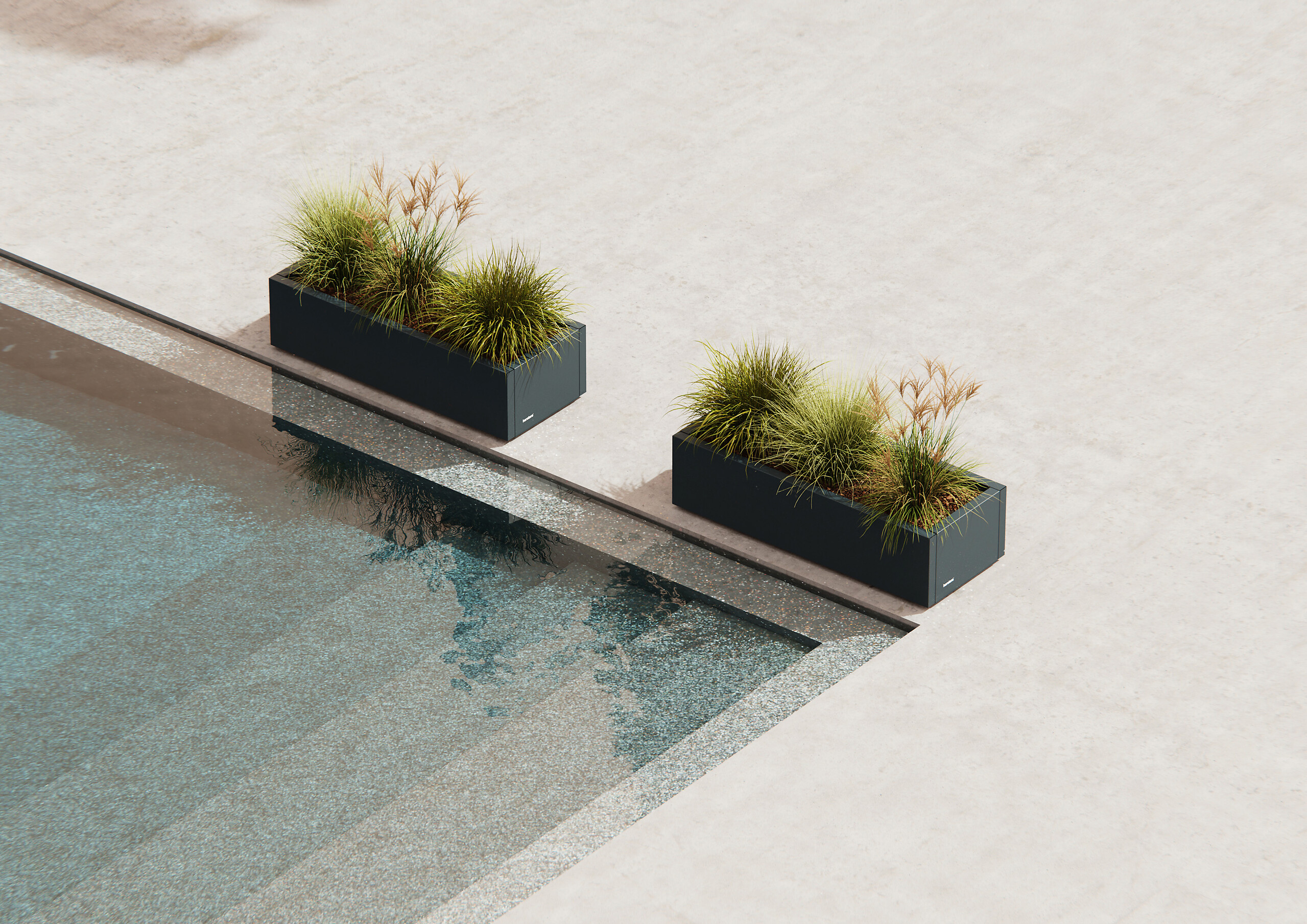 Herstera Garden Pflanzkübel Cube anthrazit Metall B/H/L: ca. 100x25x40 cm