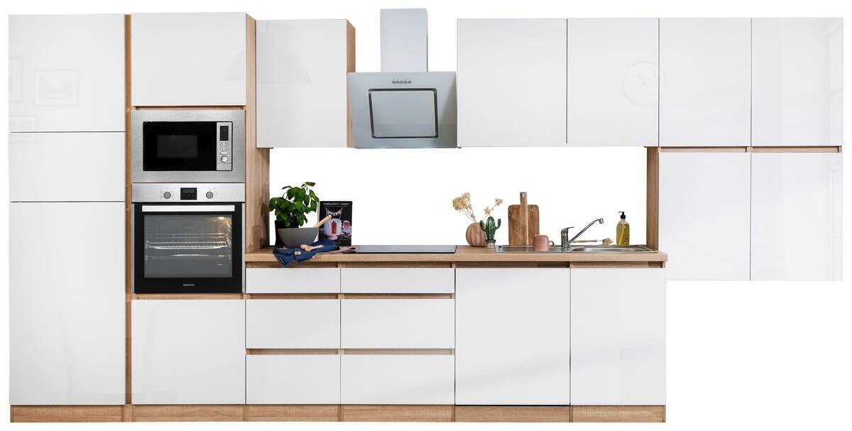 Respekta Küchenblock Premium weiß hochglänzend B/H/T: ca. 445x220,5x60 cm