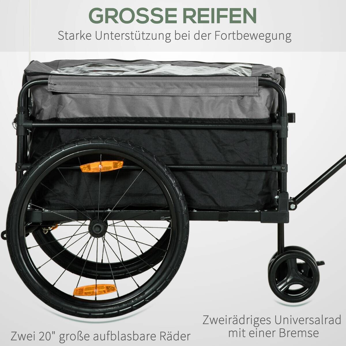 HOMCOM Fahrradanhänger grau grau B/H/L: ca. 64x130x103 cm