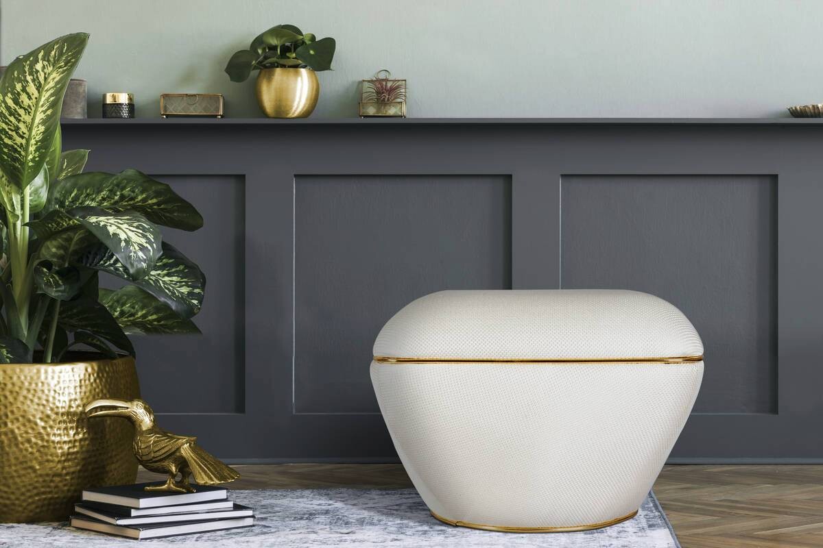 360 Living Hocker Contessa 120 elfenbein gold B/H/T: ca. 60x42,5x60 cm