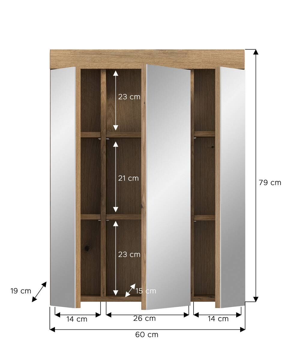 Spiegelschrank Scout Evoke Oak Nachbildung Spiegel B/H/T: ca. 60x79x18 cm