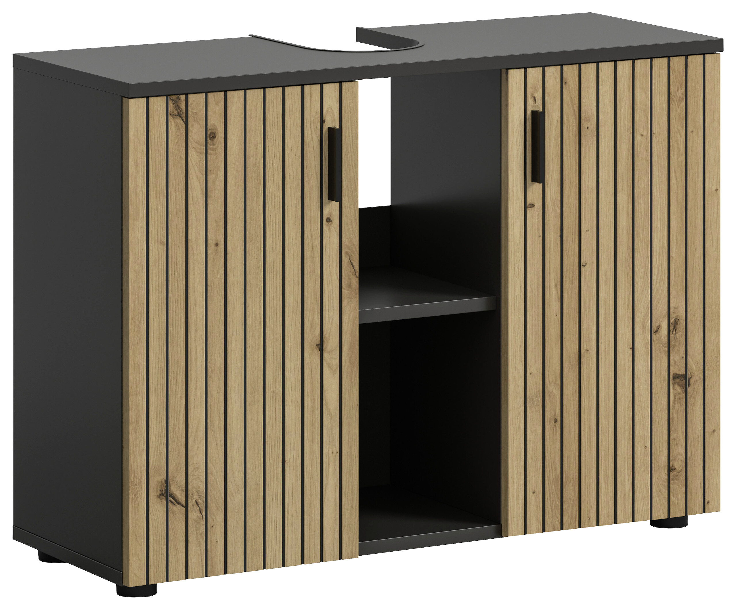 Waschbeckenunterschrank Mone Basalt Nachbildung Artisan Oak Nachbildung B/H/T: ca. 80x59x30 cm