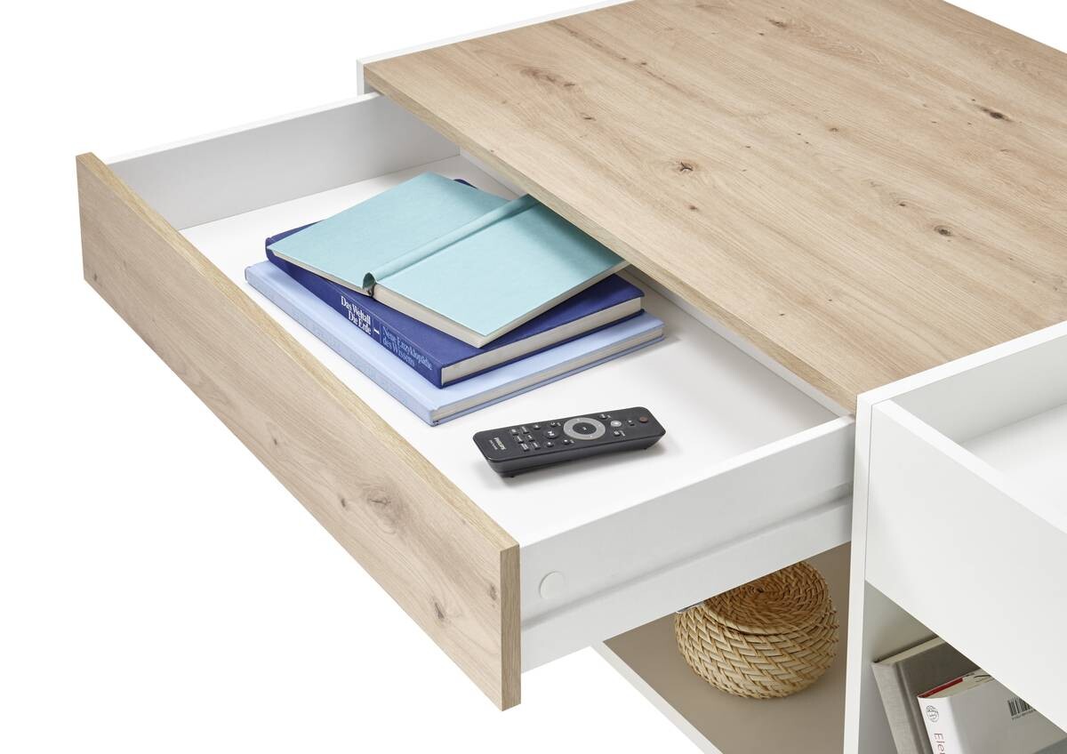 Couchtisch Eiche Artisan weiß B/H/T: ca. 110x44x60 cm