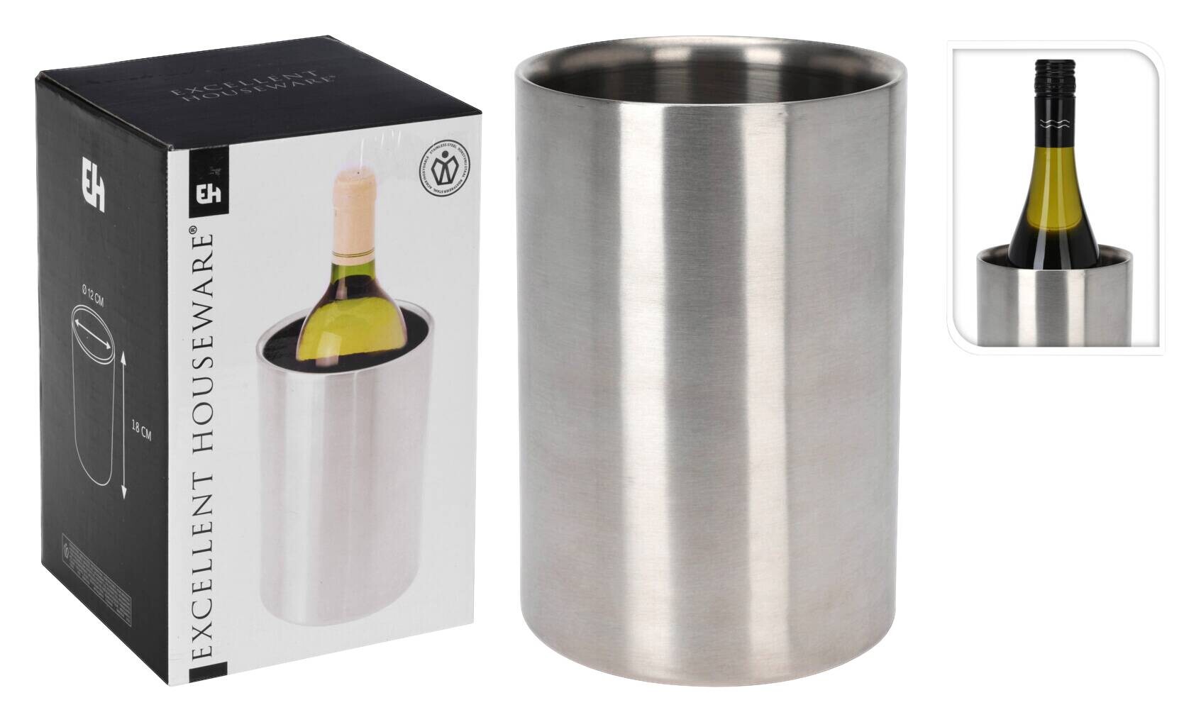 Weinkühler silber Edelstahl H/D: ca. 20x12 cm