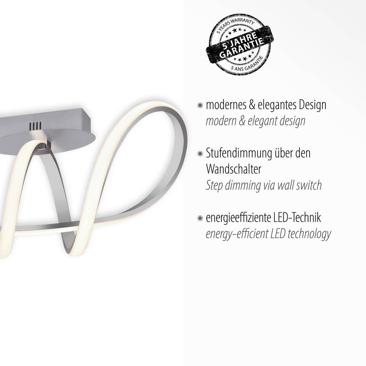 Just Light LED-Deckenleuchte MARIA 15403-95 Kunststoff Aluminium B/H/T: ca. 24,5x27x61 cm 1 Brennstellen