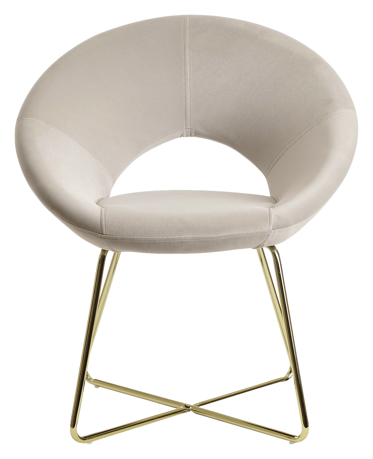 Stuhl beige gold Samt Eisen B/H/T: ca. 57x83x60 cm