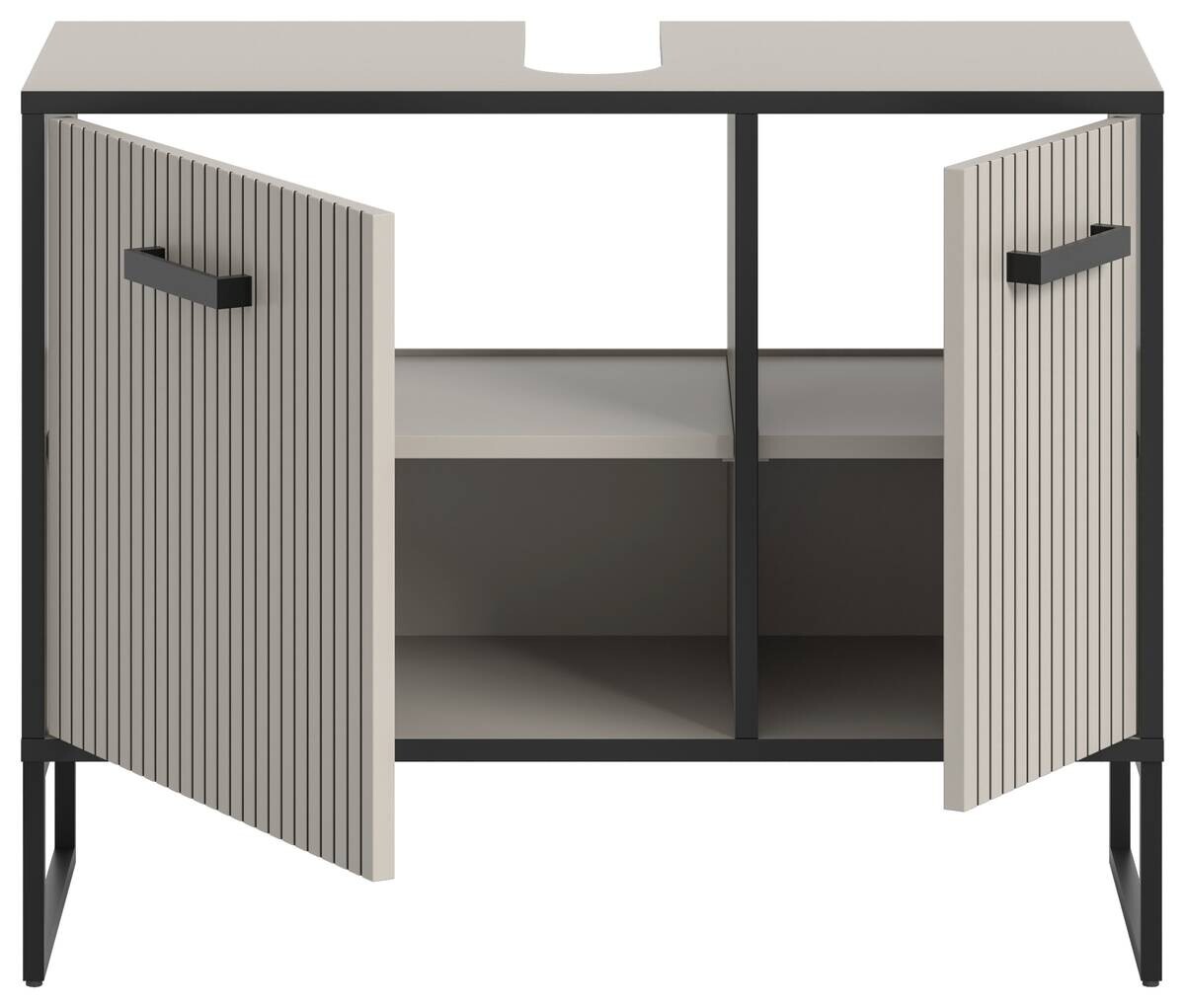 Waschbeckenunterschrank BAGNO schwarz Kaschmirgrau Nachbildung B/H/T: ca. 80x63x36 cm