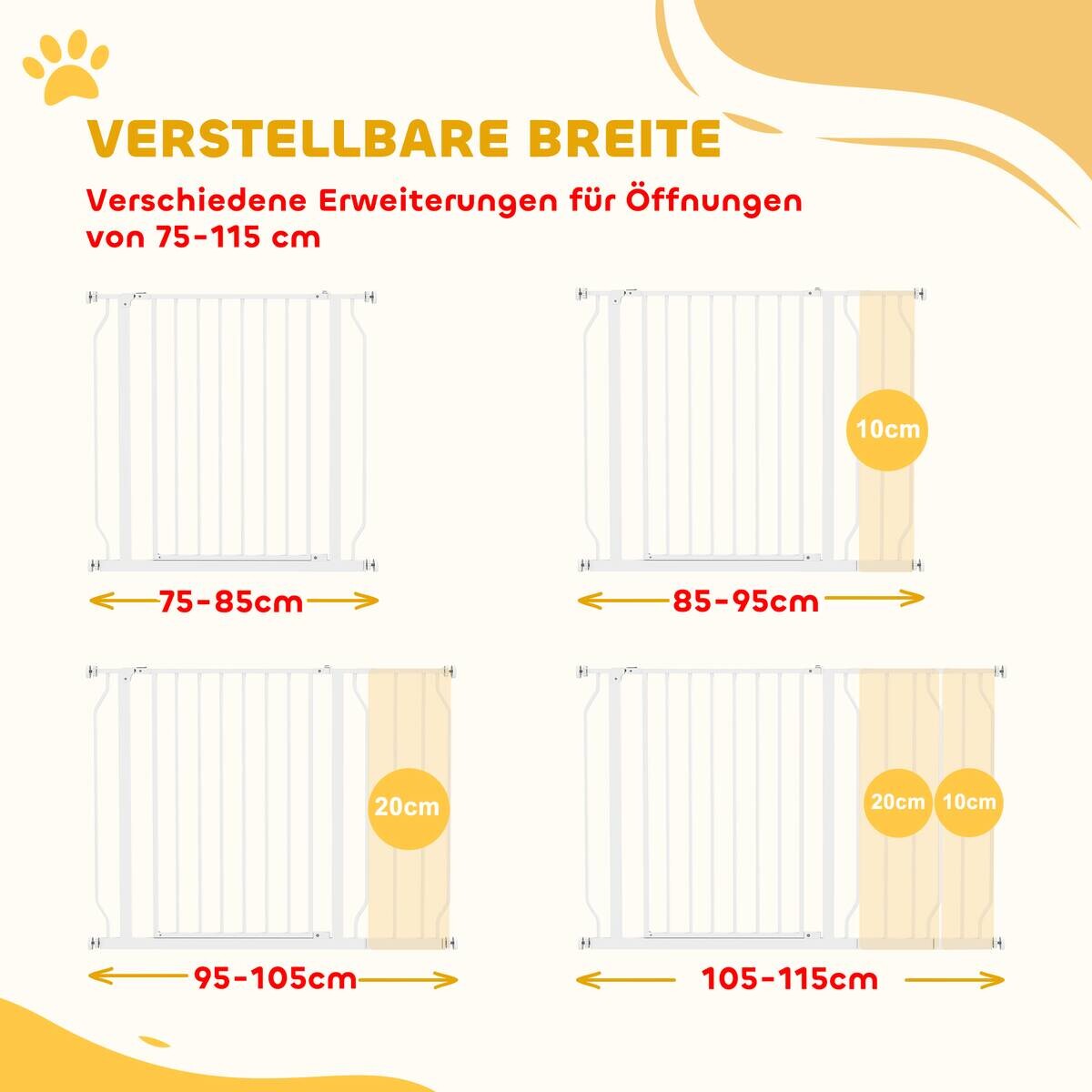 PawHut Schutzgitter weiß Kunststoff B/H/L: ca. 3x76x115 cm