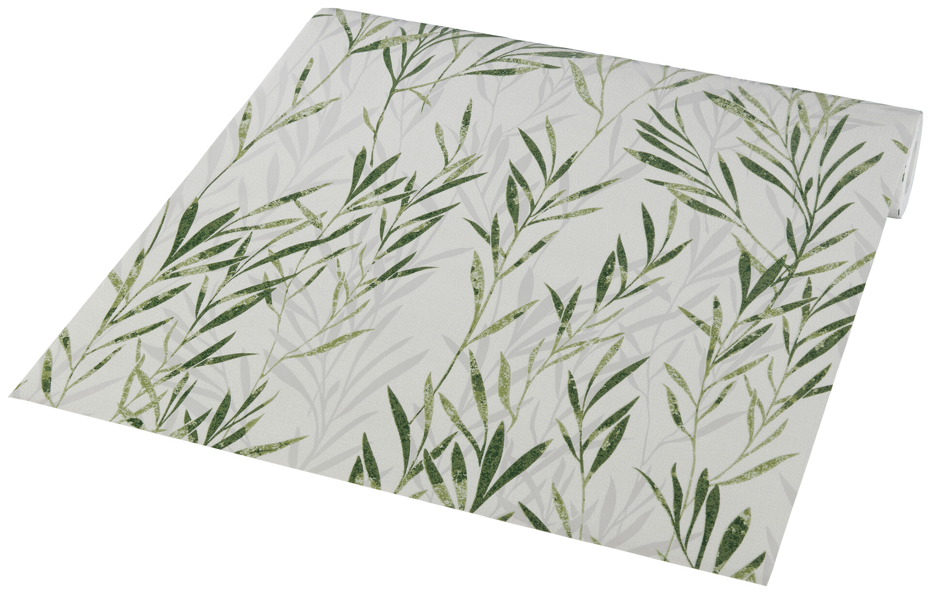 Vliestapete Gräser weiß grün B/L: ca. 53x1005 cm