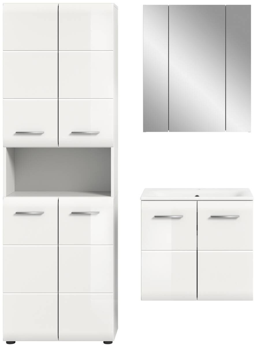 Badezimmer-Set Ice weiß weiß Hochglanz B/H/T: ca. 135x185x46 cm