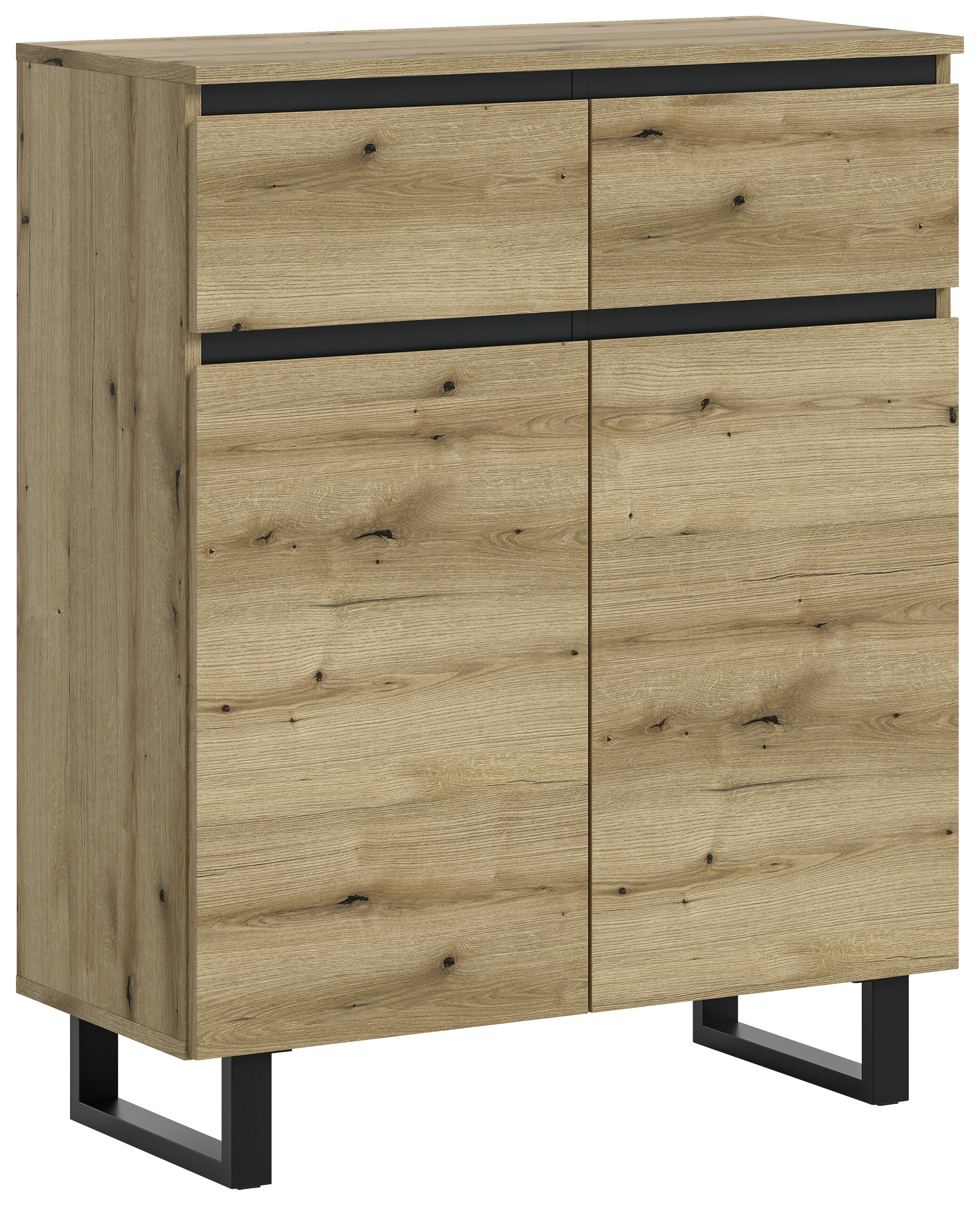 Kommode Tomasa Evoke Oak Nachbildung schwarz B/H/T: ca. 80x99x36 cm