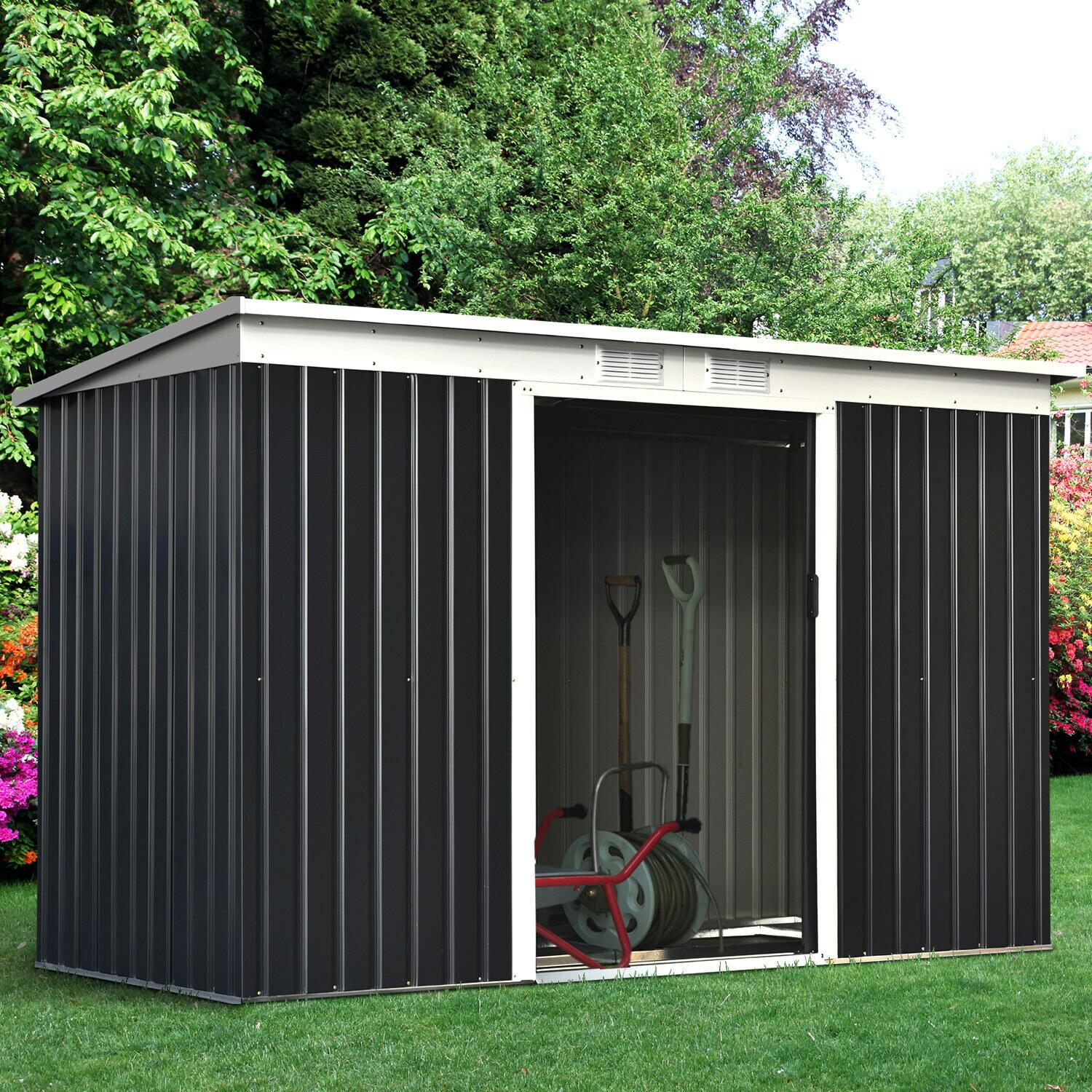 Outsunny Gartenschrank dunkelgrau Stahl B/H/L: ca. 130x173x277 cm