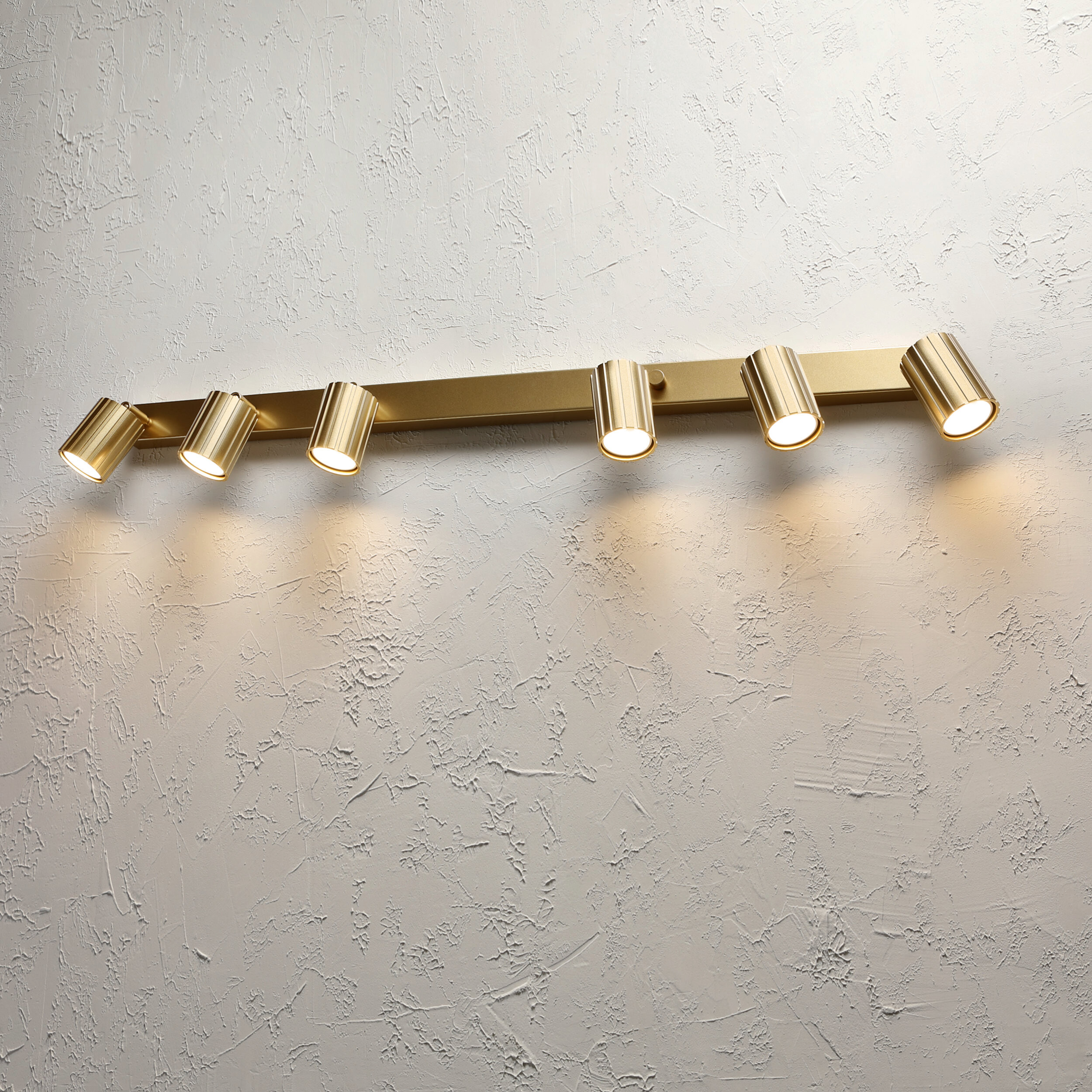 Lamkur Strahler Prisma gold Stahl B/H/L: ca. 6,5x16,5x117 cm 6 Brennstellen