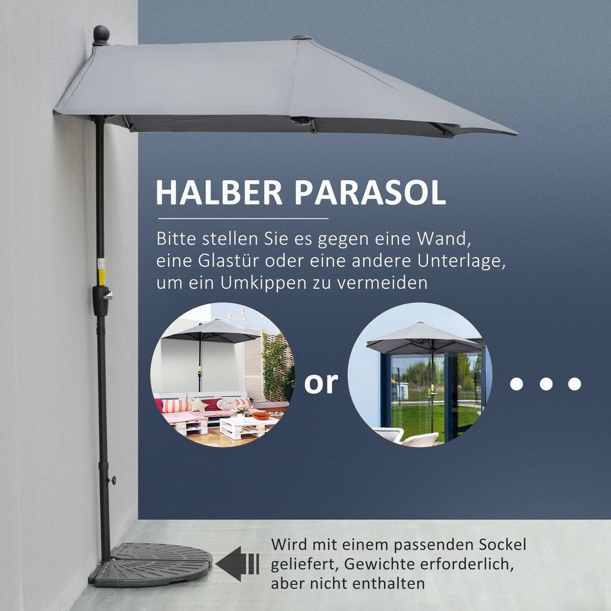 Outsunny Sonnenschirm dunkelgrau Stahl B/H/L: ca. 200x240x190 cm