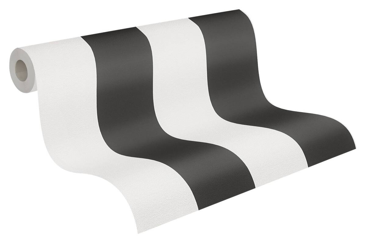 A.S.Creation Vliestapete Black & White Streifen schwarz B/L: ca. 53x1005 cm