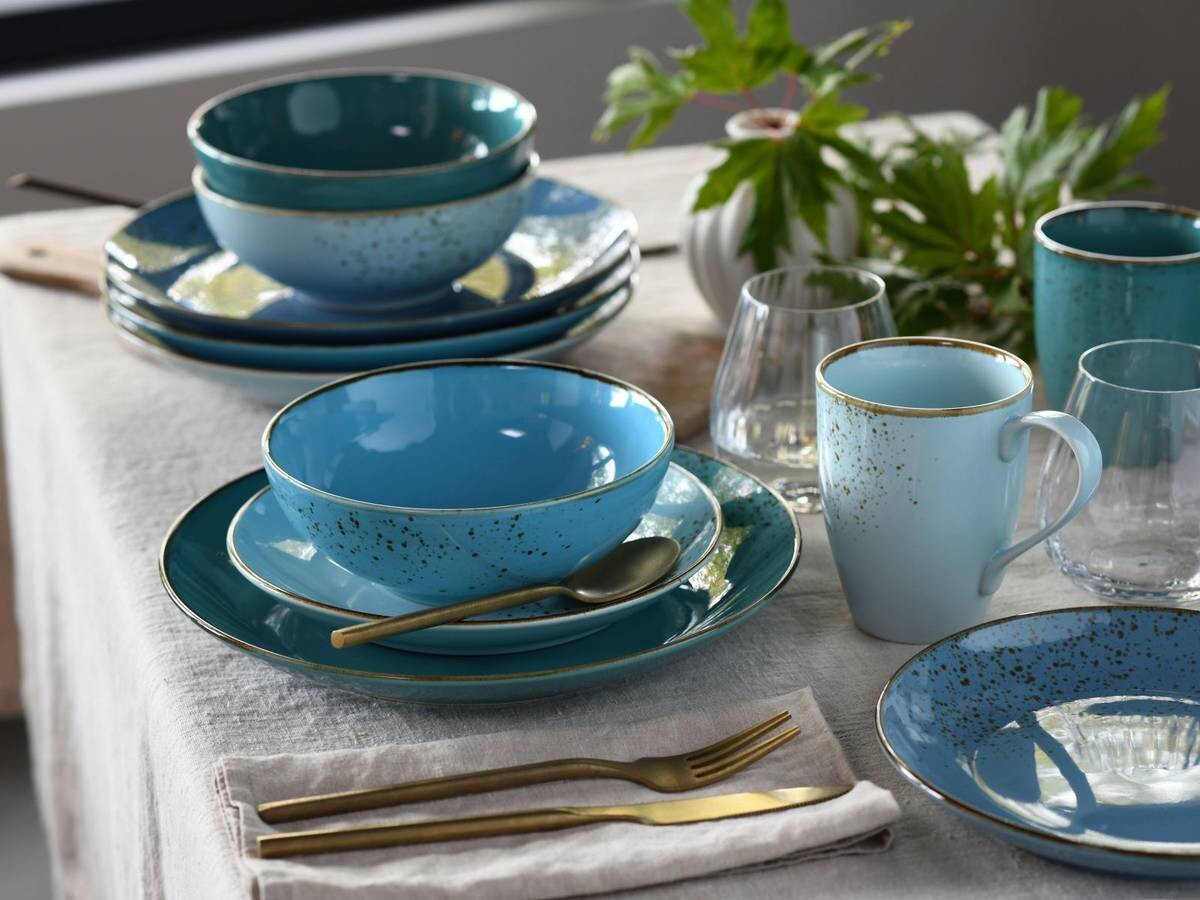 CreaTable Kombiservice Nature Collection Aqua blau Keramik 16 tlg.
