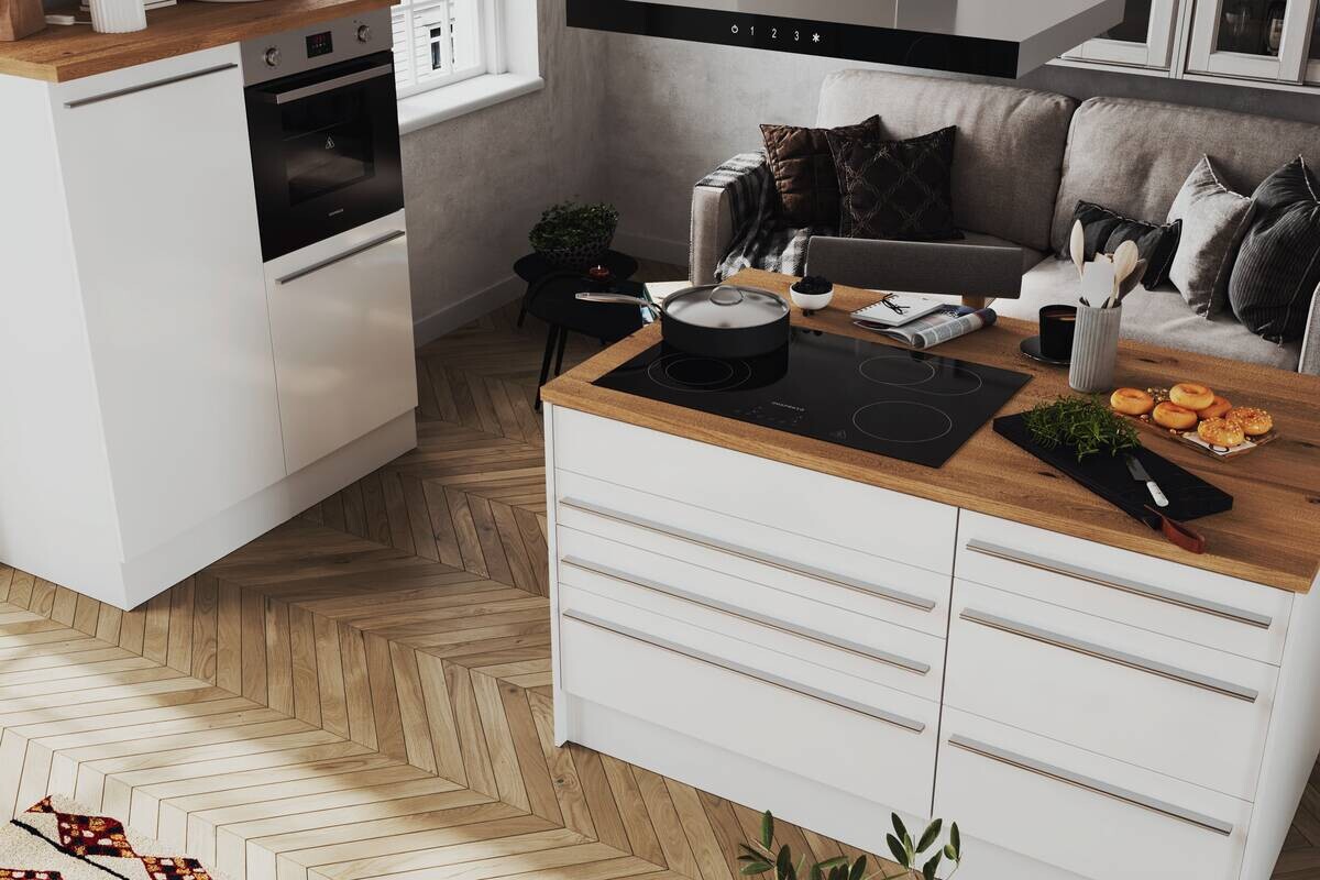 Respekta Inselküche Gabriel weiß Hochglanz B/H/T: ca. 320x200x60 cm