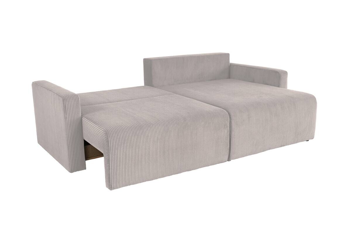 Ecksofa mit Bettfunktion und Bettkasten hellgrau Microfaser B/H/T: ca. 227x92x146 cm