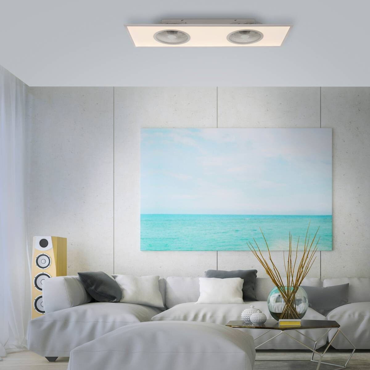 Just Light LED-Deckenleuchte FLAT-AIR 14643-16 weiß Kunststoff B/H/T: ca. 40x12,5x120 cm 1 Brennstellen