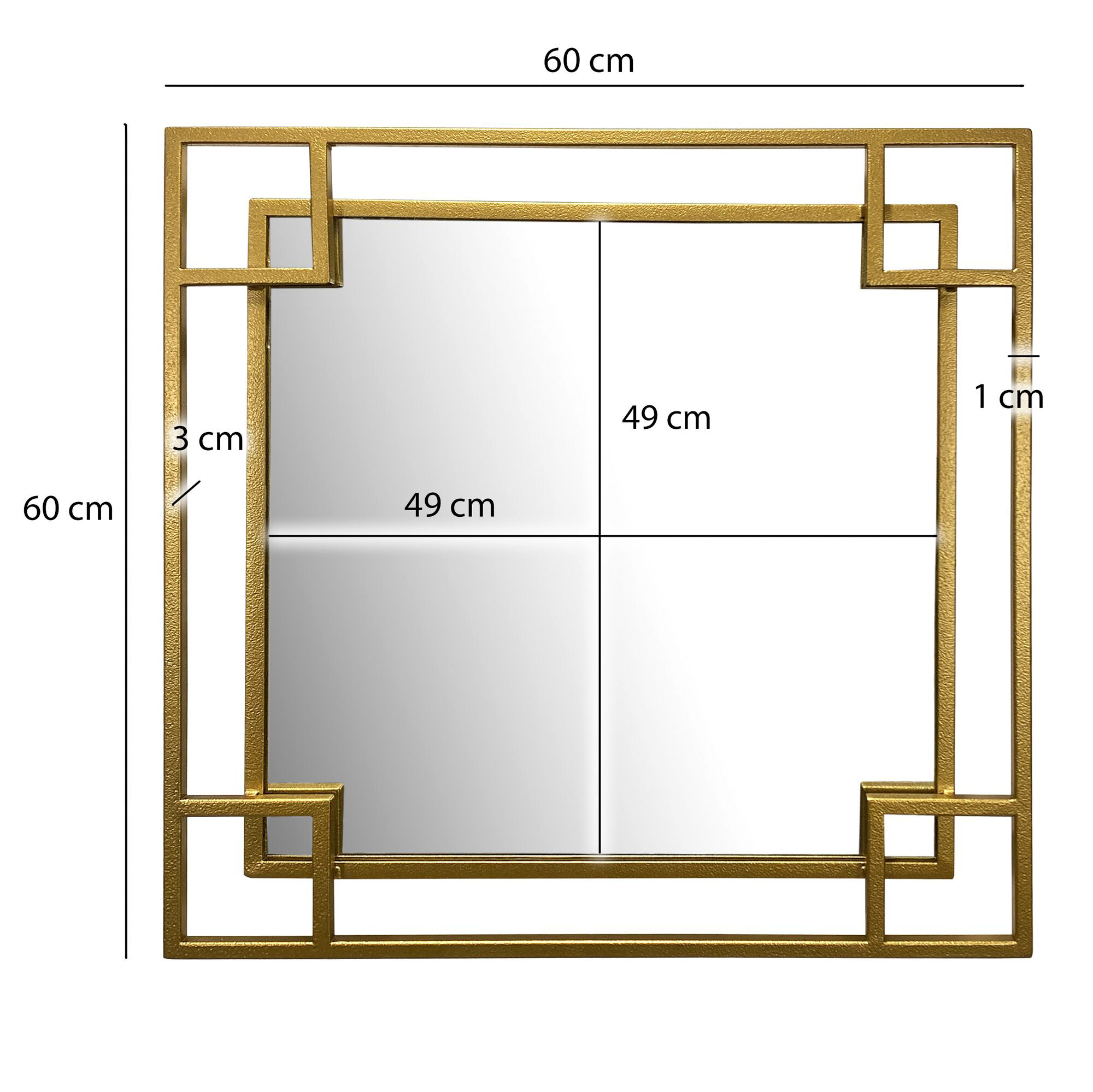 Wohnling Wandspiegel gold Metall B/H/T: ca. 60x60x3 cm