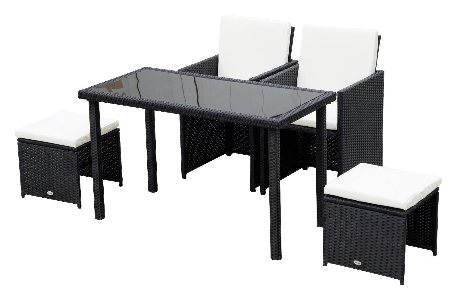 Outsunny Sitzgruppe schwarz Polyrattan