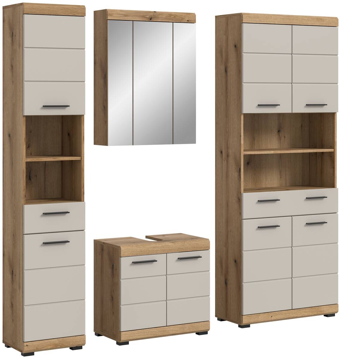 Badezimmer-Set Scout Evoke Oak Nachbildung Kaschmirgrau Nachbildung B/H/T: ca. 201x191x34 cm